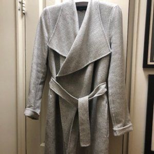 Zara Woman light gray double faced wrap coat